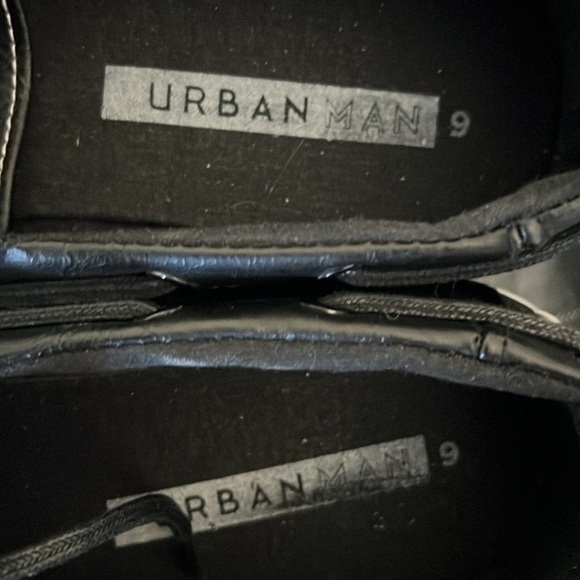 Urban Man Black Faux Leather Boat Shoes Size 9 - Picture 4 of 4